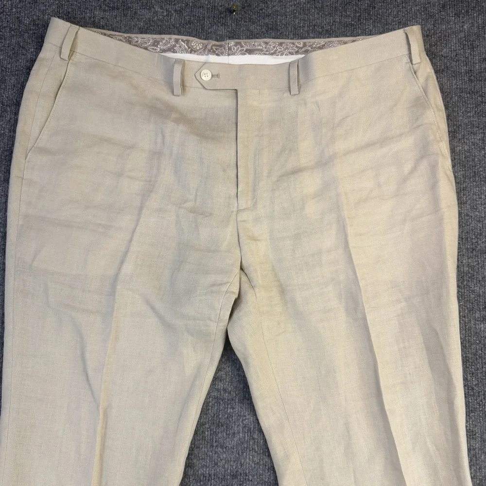 Lauren Ralph Lauren Pants Mens 42x30 Beige 100% Linen Dress Flat Front (44x30)